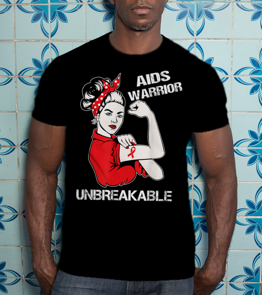 Aids Warrior Unbreakable Rosie The Riveter Ribbon Power T-Shirt