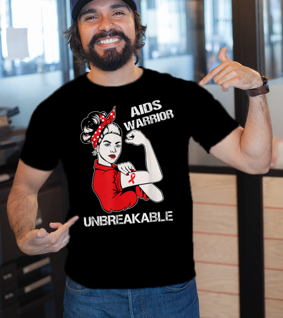 Aids Warrior Unbreakable Rosie The Riveter Ribbon Power T-Shirt