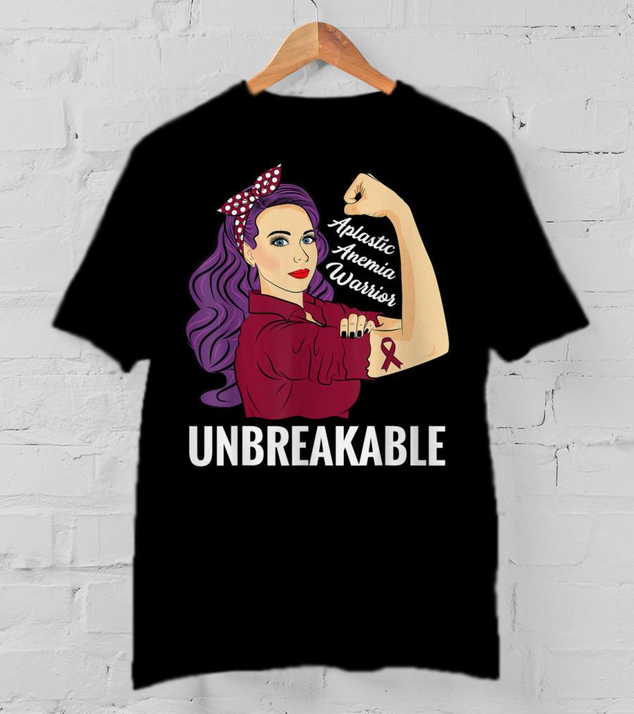 Aplastic Anemia Awareness Warrior Unbreakable Strength Ribbon T-Shirt