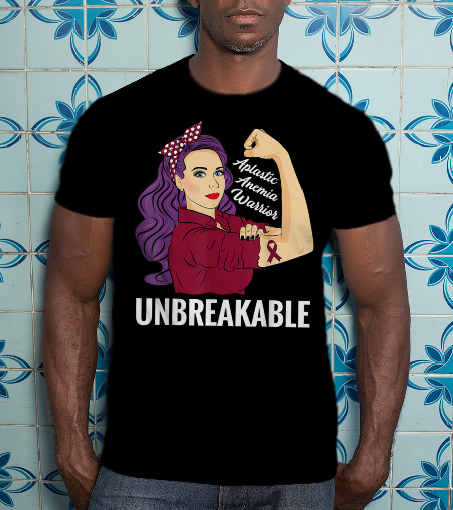Aplastic Anemia Awareness Warrior Unbreakable Strength Ribbon T-Shirt