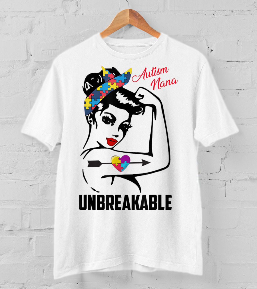 Autism Nana Unbreakable Puzzle Heart Bandana T-Shirt