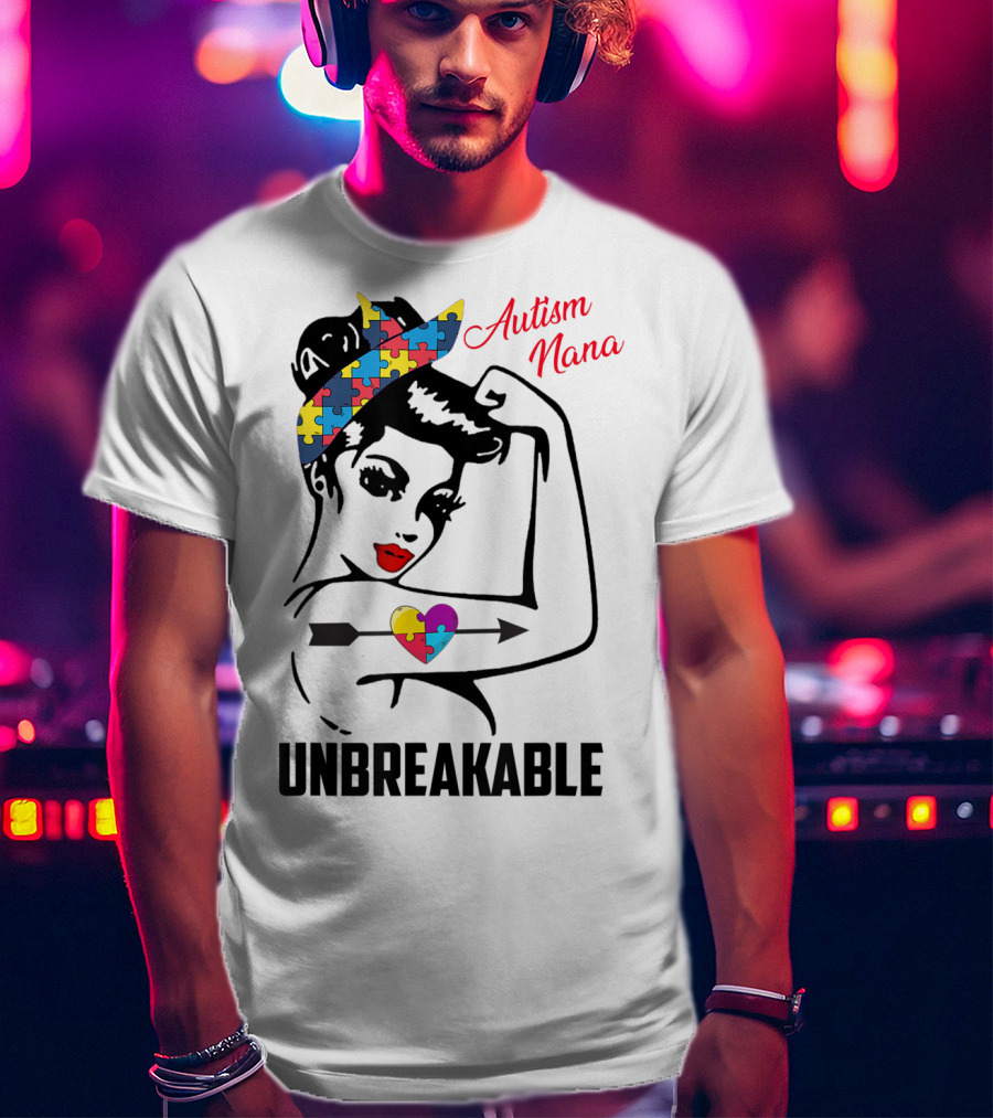 Autism Nana Unbreakable Puzzle Heart Bandana T-Shirt
