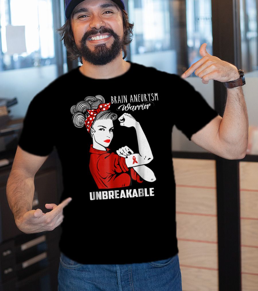 Brain Aneurysm Warrior Unbreakable Awareness Ribbon Strength T-Shirt