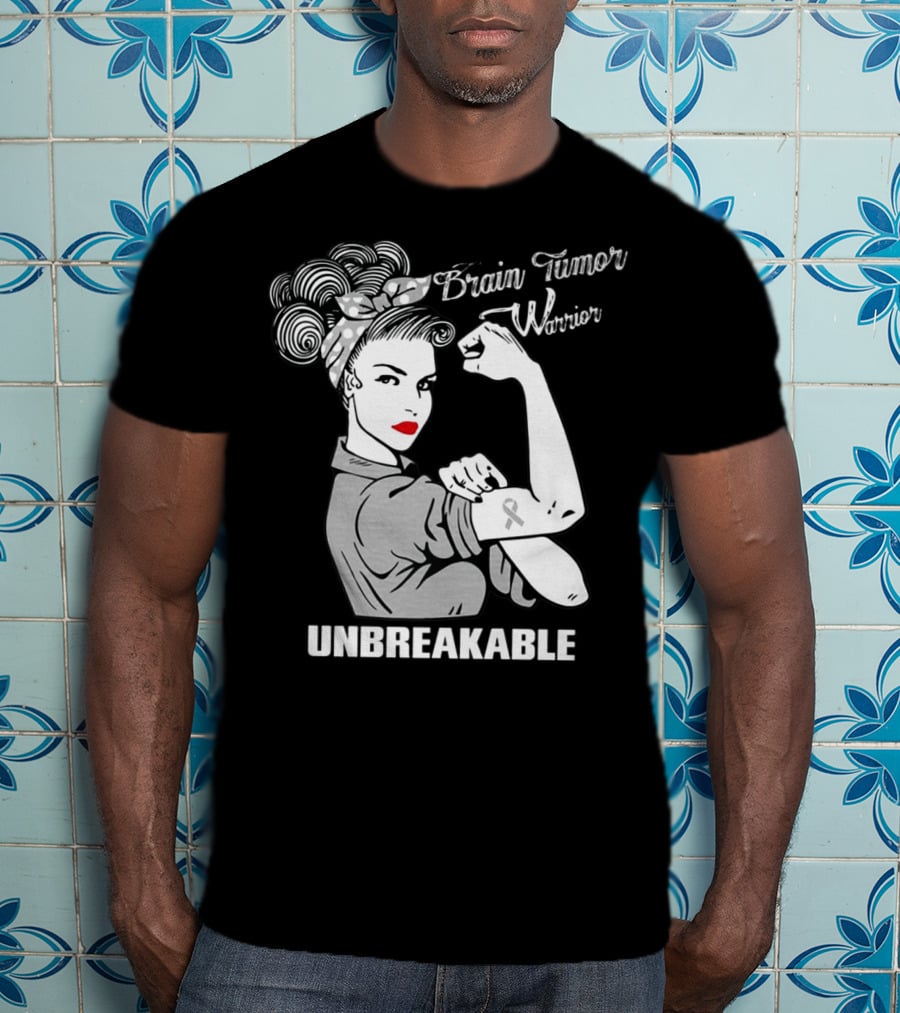 Brain Tumor Warrior Unbreakable Rosie The Riveter T-Shirt