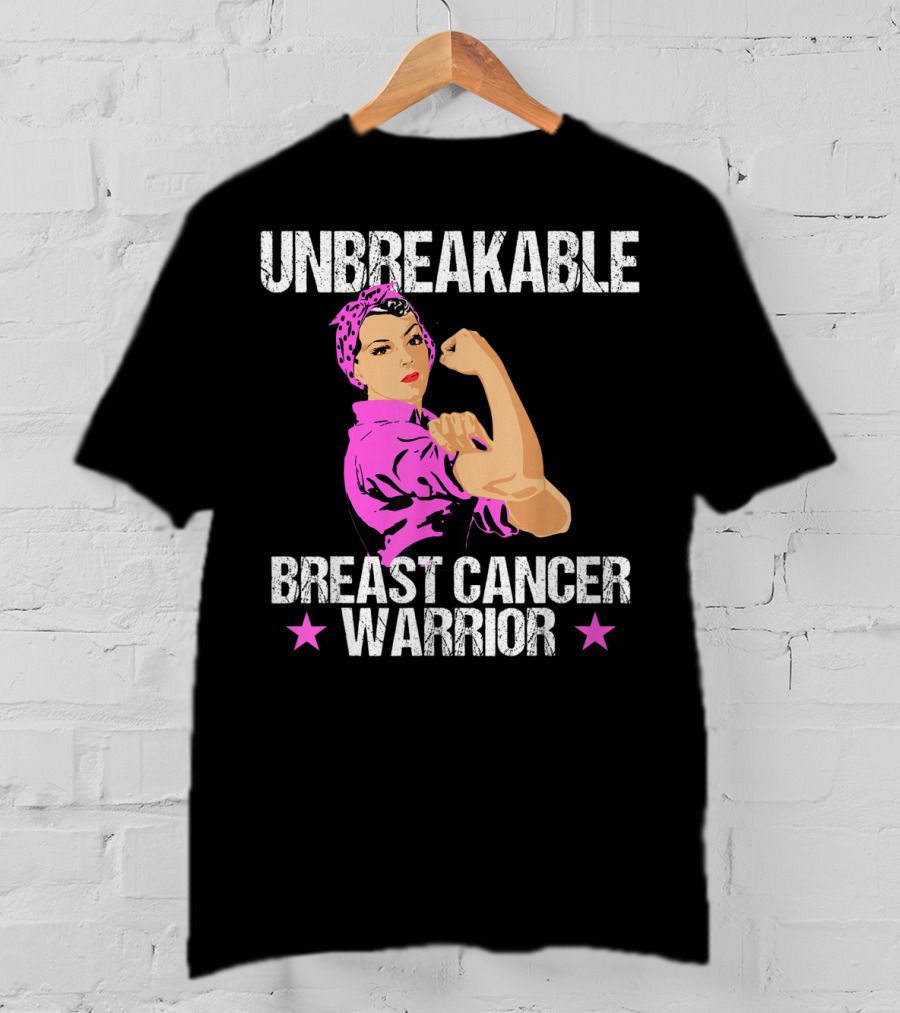 Unbreakable Breast Cancer Warrior Pink Awareness T-Shirt