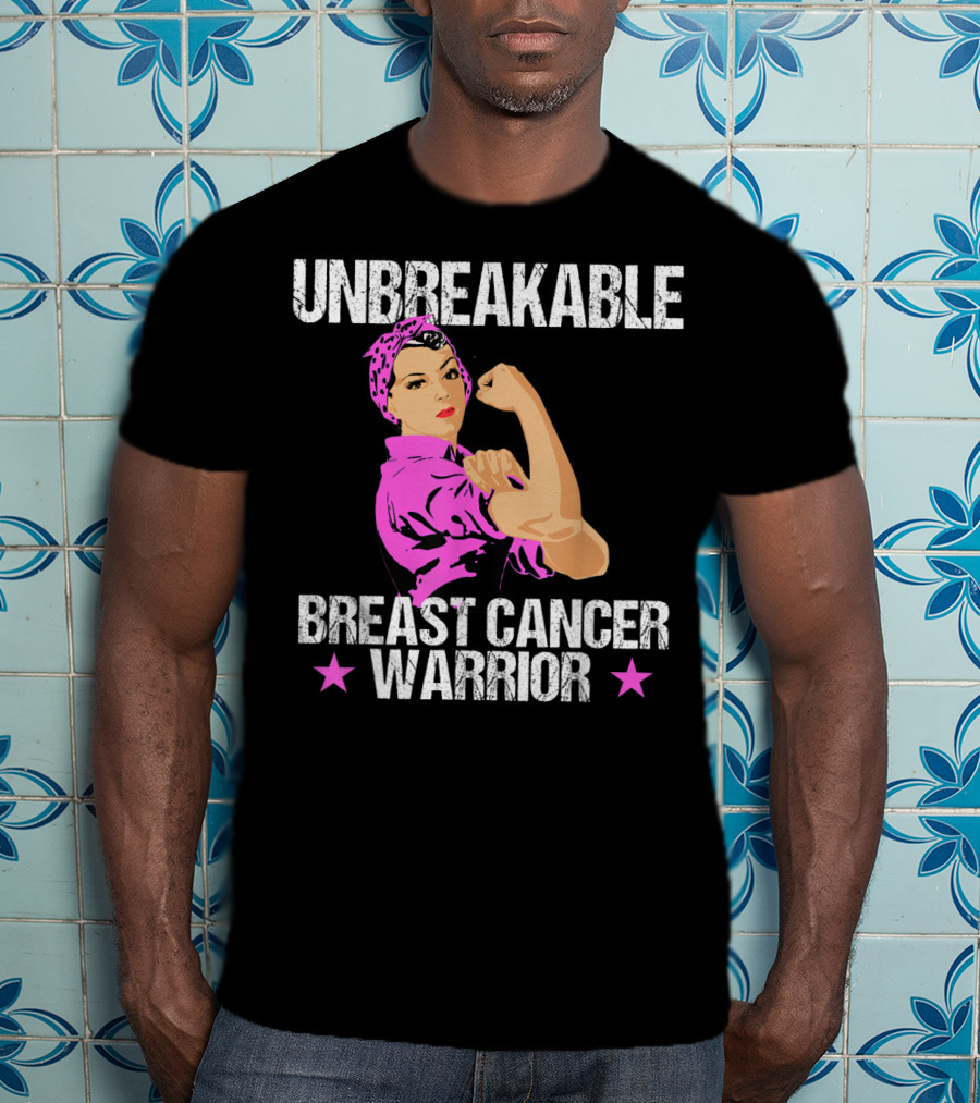 Unbreakable Breast Cancer Warrior Pink Awareness T-Shirt
