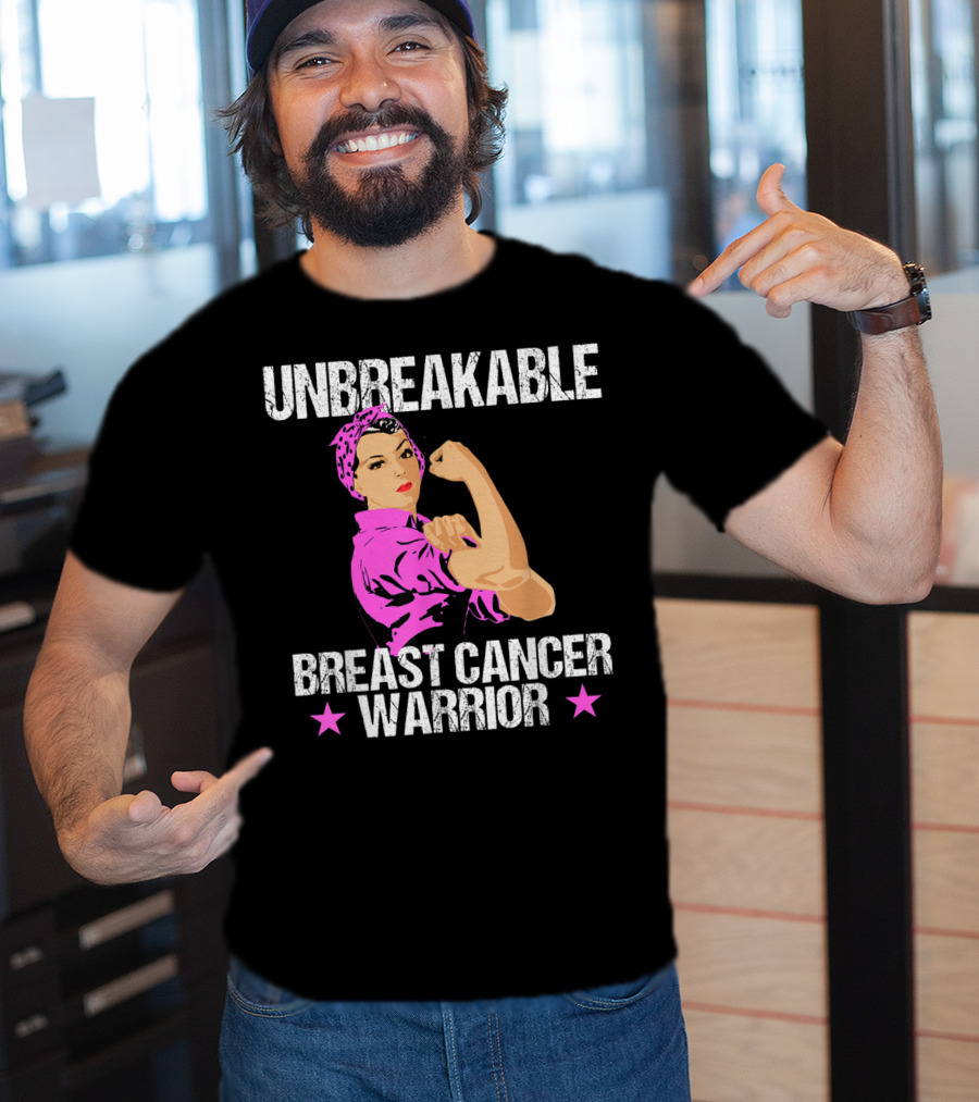 Unbreakable Breast Cancer Warrior Pink Awareness T-Shirt