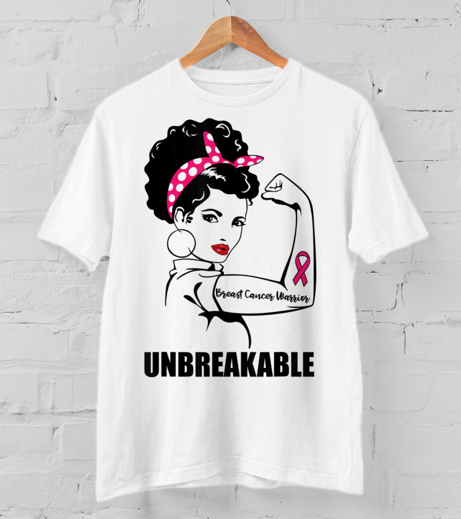 Breast Cancer Warrior Unbreakable Pink Ribbon Strength T-Shirt