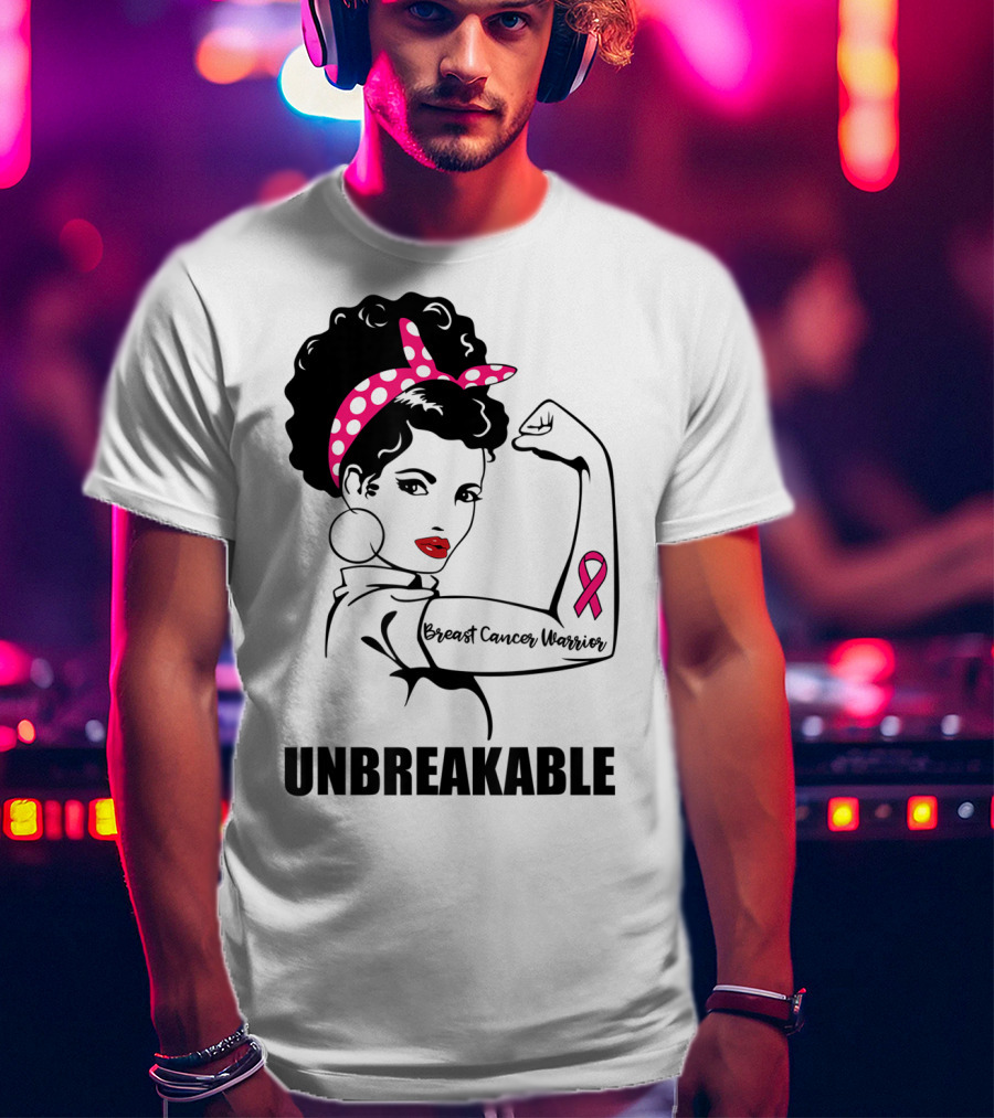 Breast Cancer Warrior Unbreakable Pink Ribbon Strength T-Shirt