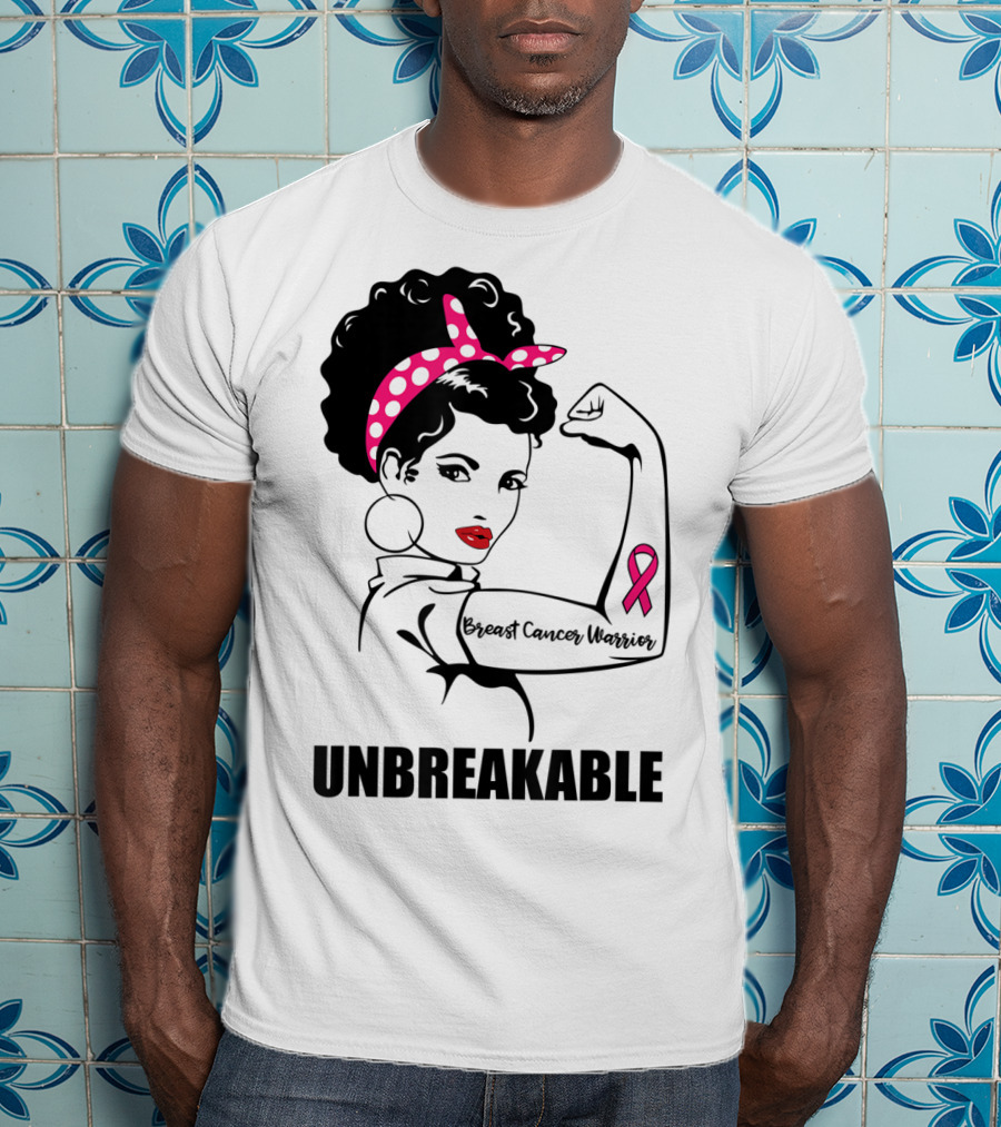 Breast Cancer Warrior Unbreakable Pink Ribbon Strength T-Shirt