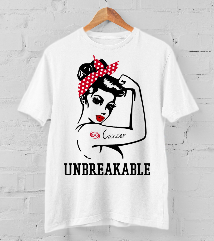 Cancer Girl Unbreakable Rosie Riveter T-Shirt