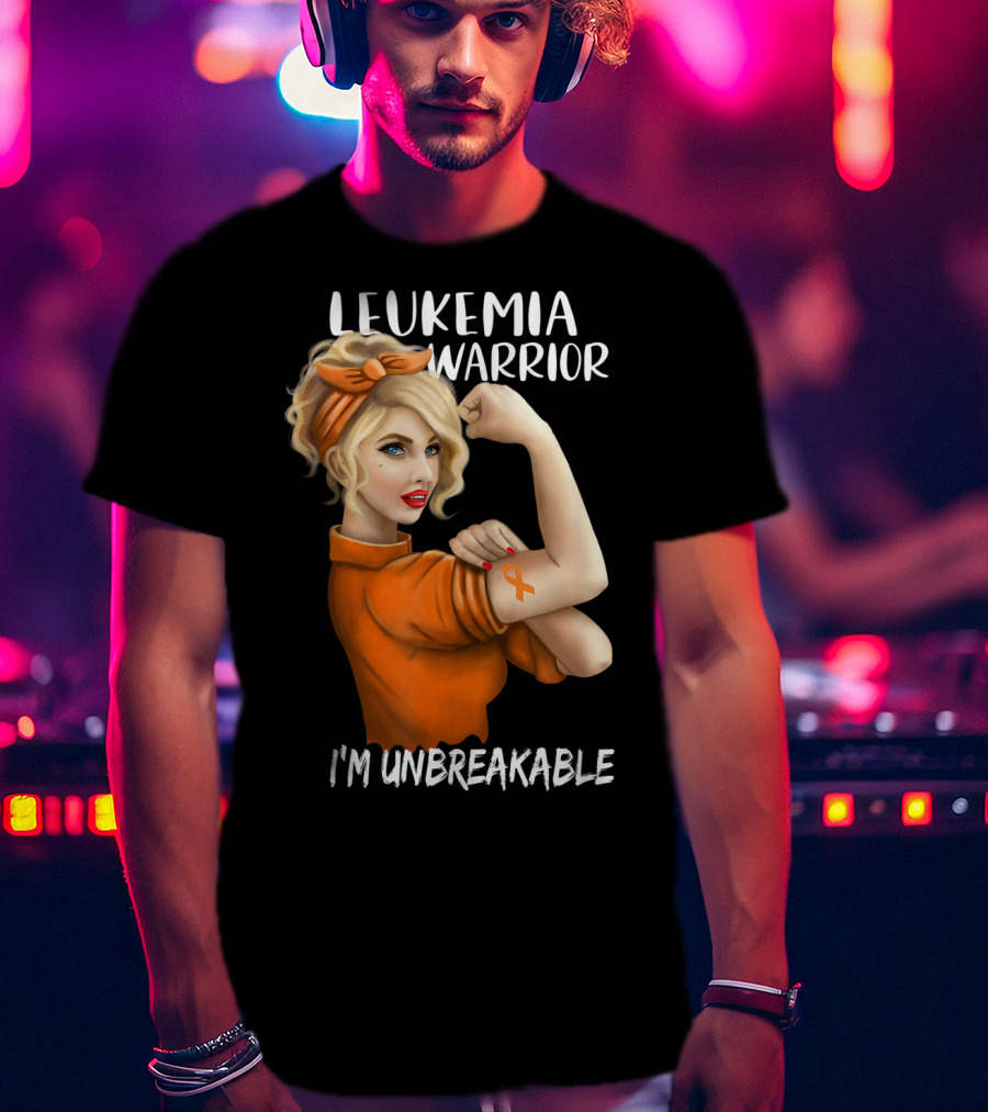 Leukemia Warrior Orange Ribbon I'm Unbreakable T-Shirt