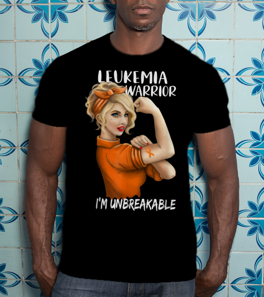 Leukemia Warrior Orange Ribbon I'm Unbreakable T-Shirt