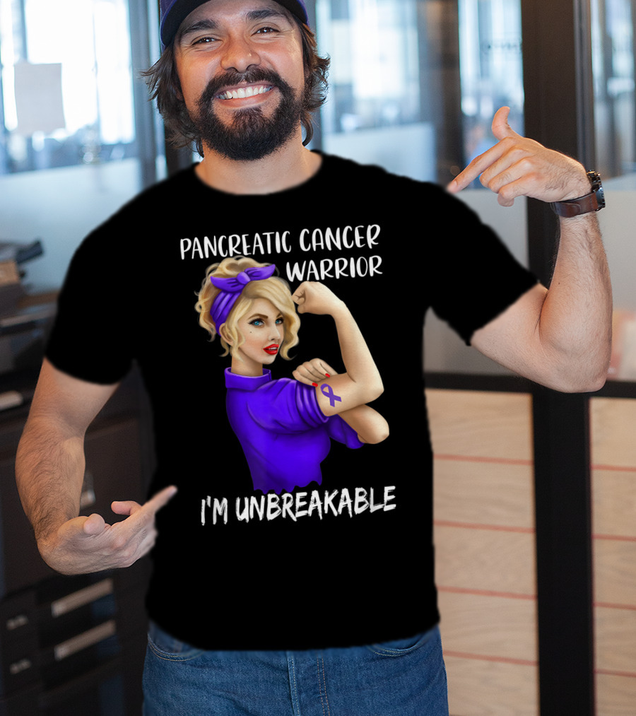 Pancreatic Cancer Warrior I'm Unbreakable T-Shirt