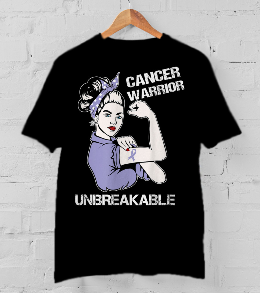 Cancer Warrior Unbreakable Rosie The Riveter Purple T-Shirt