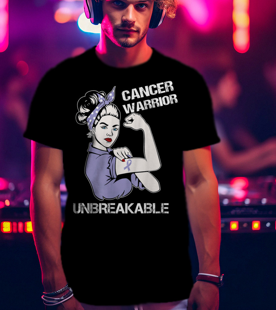 Cancer Warrior Unbreakable Rosie The Riveter Purple T-Shirt