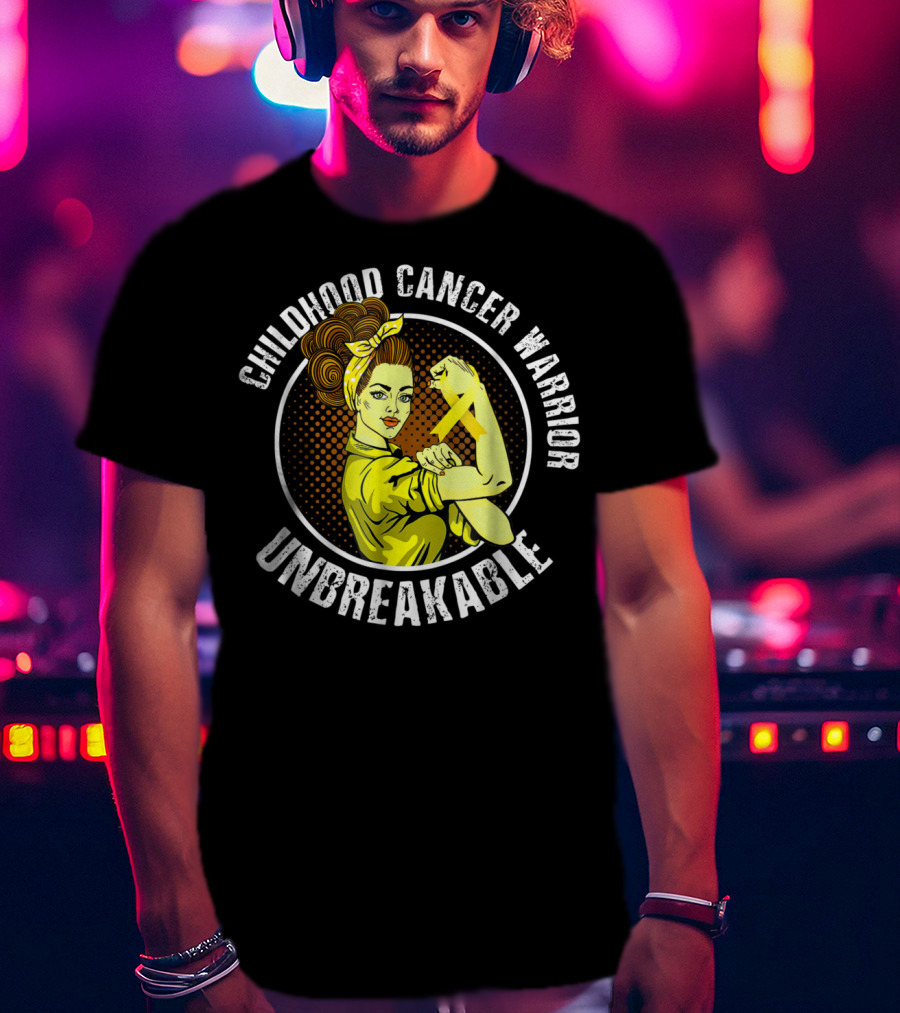 Childhood Cancer Warrior Unbreakable Rosie T-Shirt