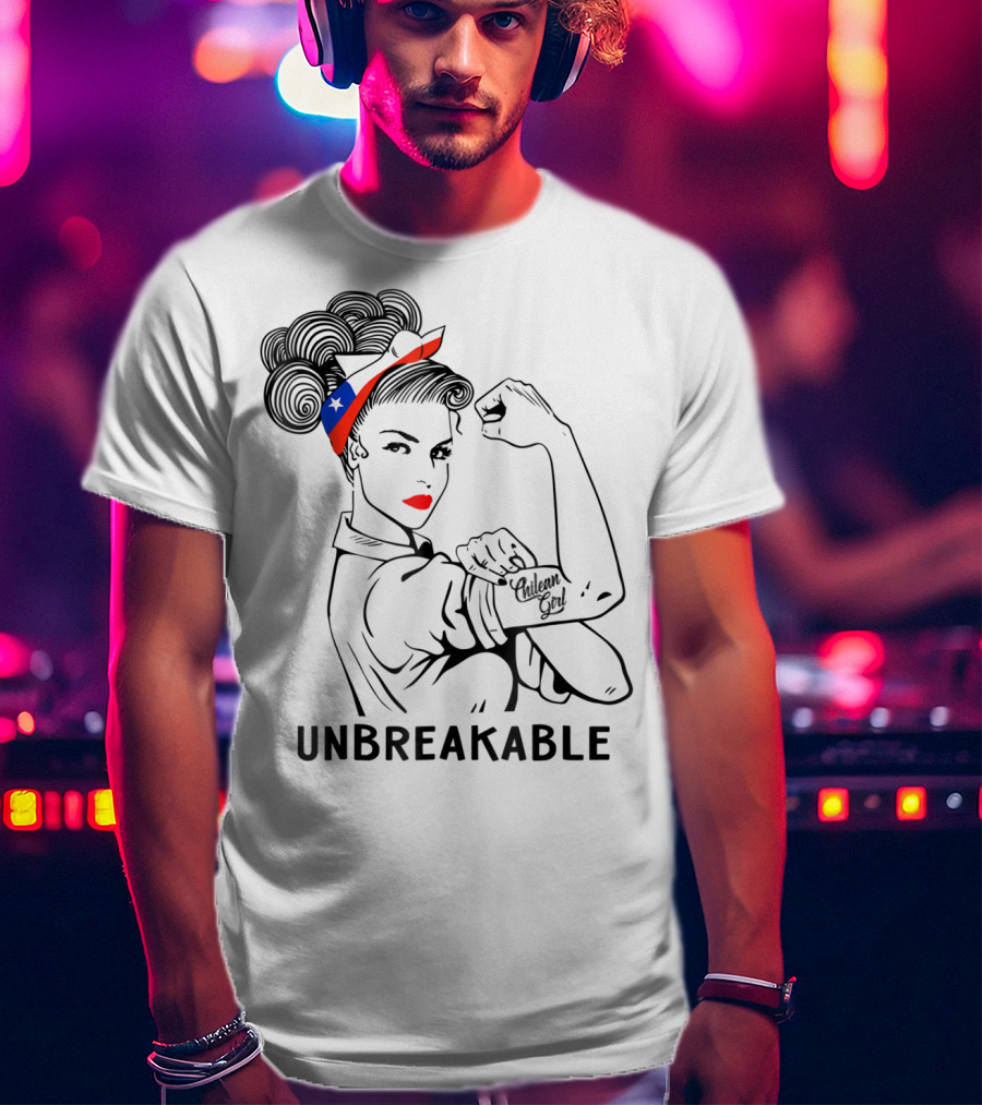 Chilean Girl Unbreakable Rosie Riveter Heritage With Chile Flag Bandana T-Shirt