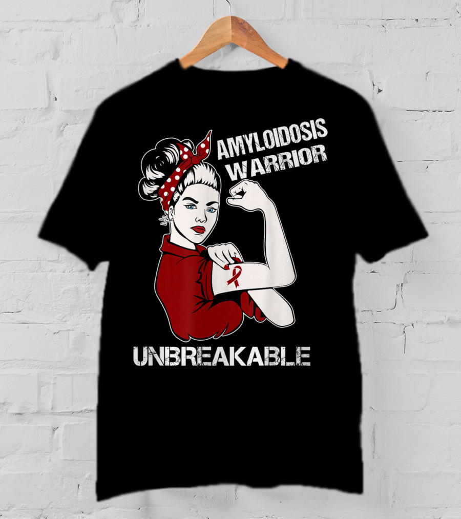 Amyloidosis Warrior Unbreakable Strong Woman Red T-Shirt
