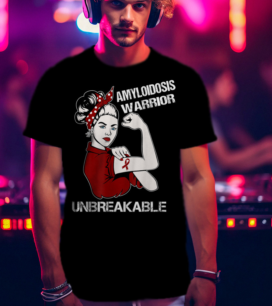 Amyloidosis Warrior Unbreakable Strong Woman Red T-Shirt