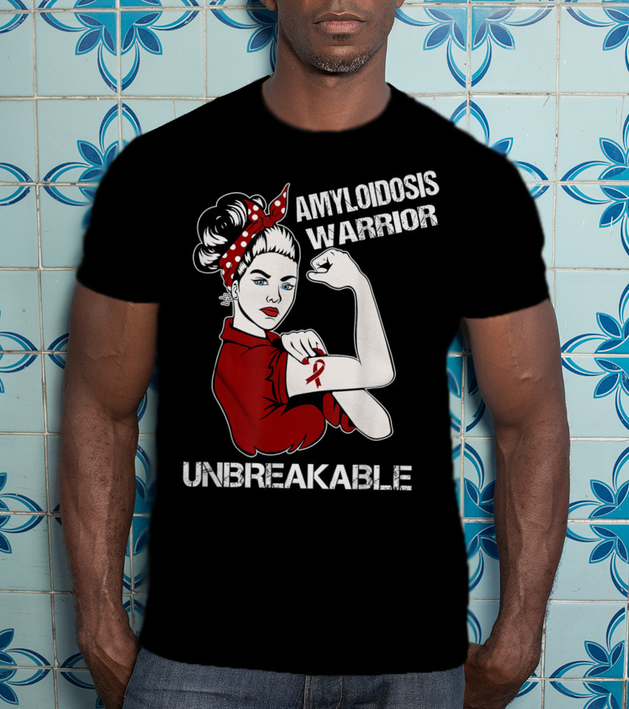 Amyloidosis Warrior Unbreakable Strong Woman Red T-Shirt