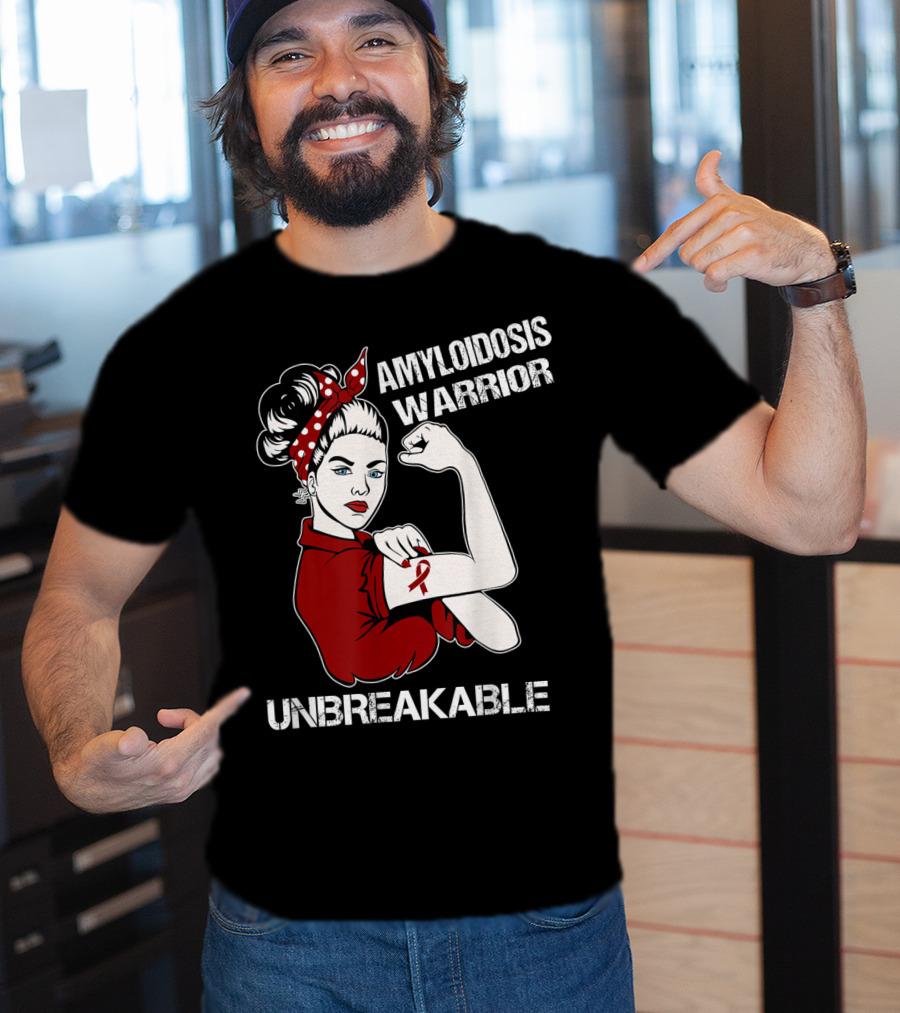 Amyloidosis Warrior Unbreakable Strong Woman Red T-Shirt