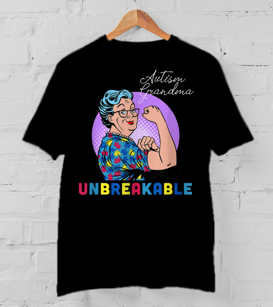 Autism Awareness Autism Grandma Unbreakable Pop T-Shirt