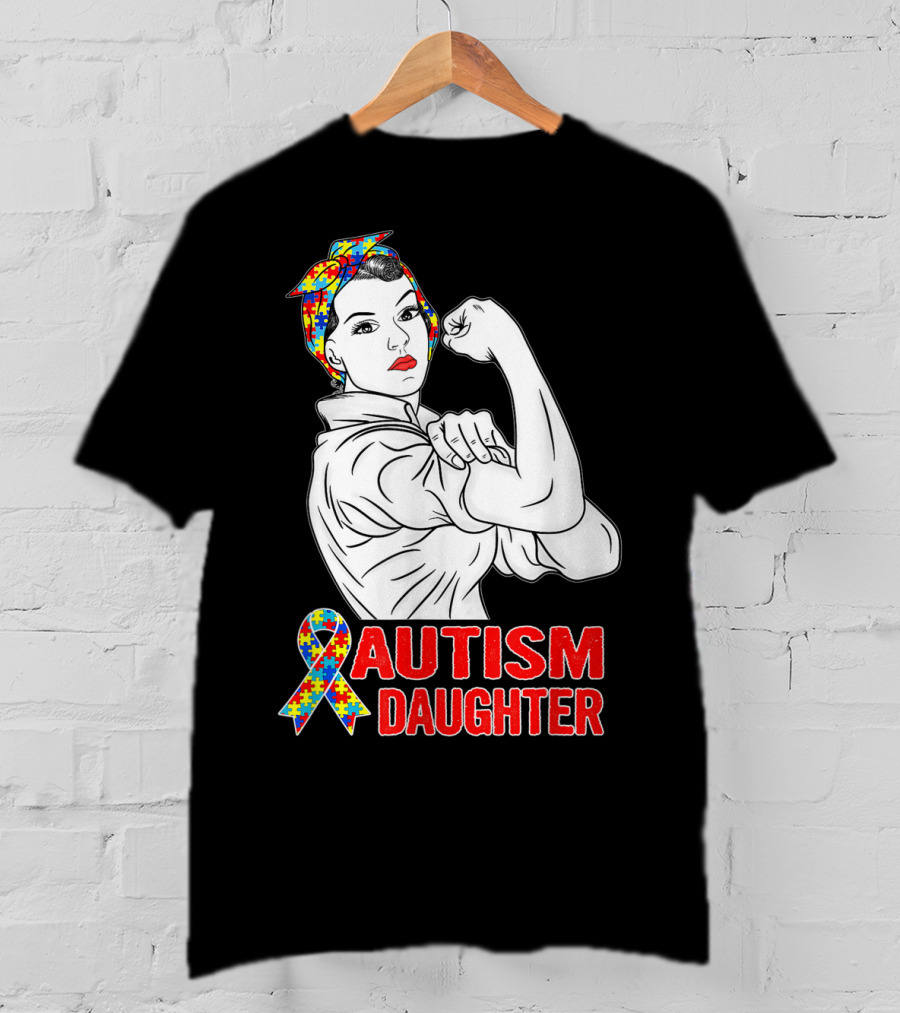 Autism Daughter Unbreakable Rosie The Riveter Autism Awareness Puzzle T-Shirt