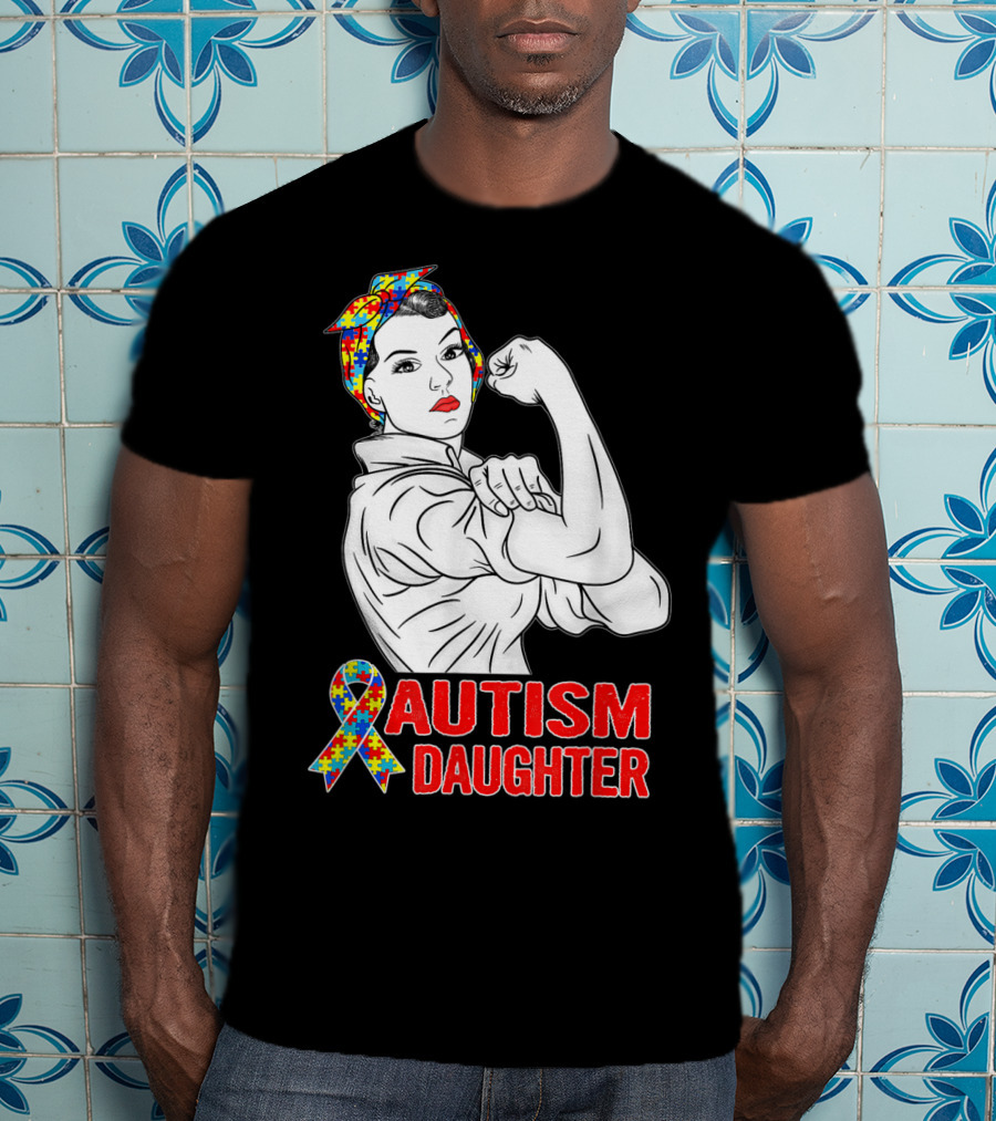 Autism Daughter Unbreakable Rosie The Riveter Autism Awareness Puzzle T-Shirt