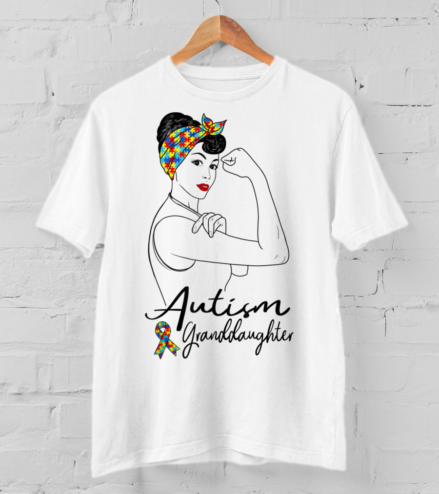 Autism Granddaughter Rosie The Riveter Puzzle Ribbon Unbreakable T-Shirt