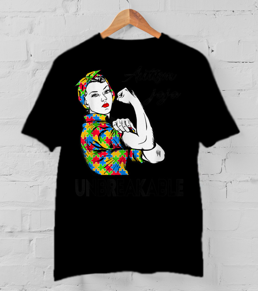 Autism Jaja Unbreakable Puzzle Pattern Rosie Autism Awareness T-Shirt