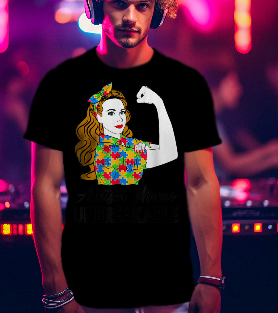 Autism Mamo Unbreakable Puzzle Piece Awareness T-Shirt