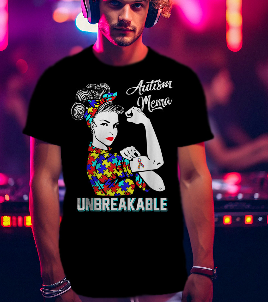 Autism Mema Unbreakable Puzzle Ribbon Awareness T-Shirt