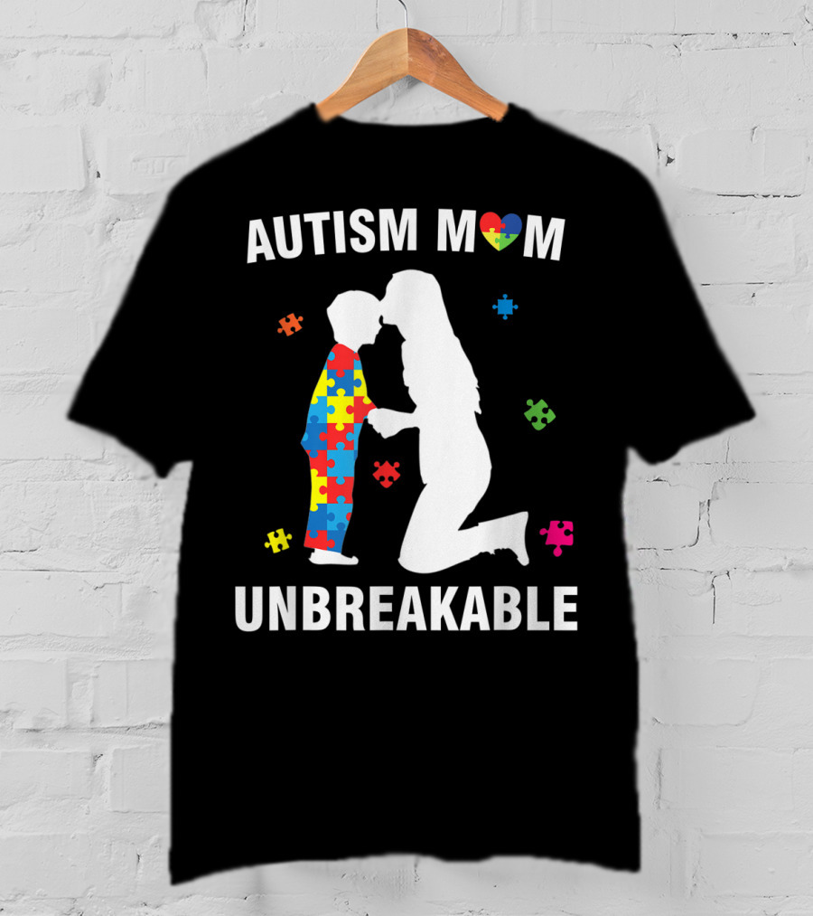 Autism Mom Unbreakable Puzzle Heart Support T-Shirt