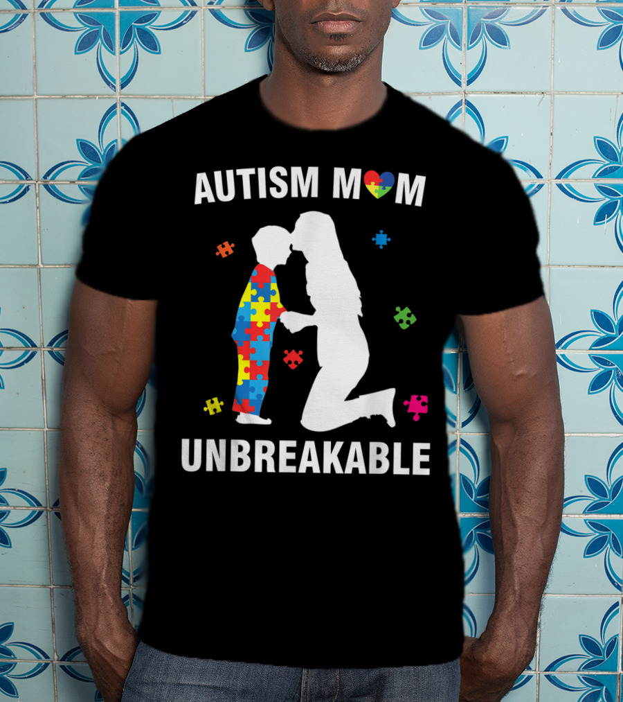 Autism Mom Unbreakable Puzzle Heart Support T-Shirt