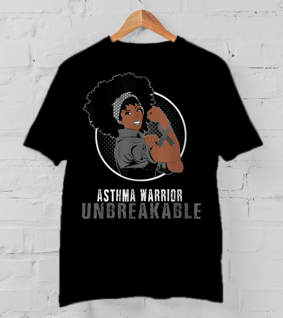 Black Girl Unbreakable Asthma Warrior Rosie The Riveter T-Shirt
