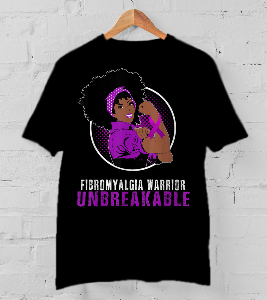Fibromyalgia Warrior Unbreakable With Black Girl Power T-Shirt