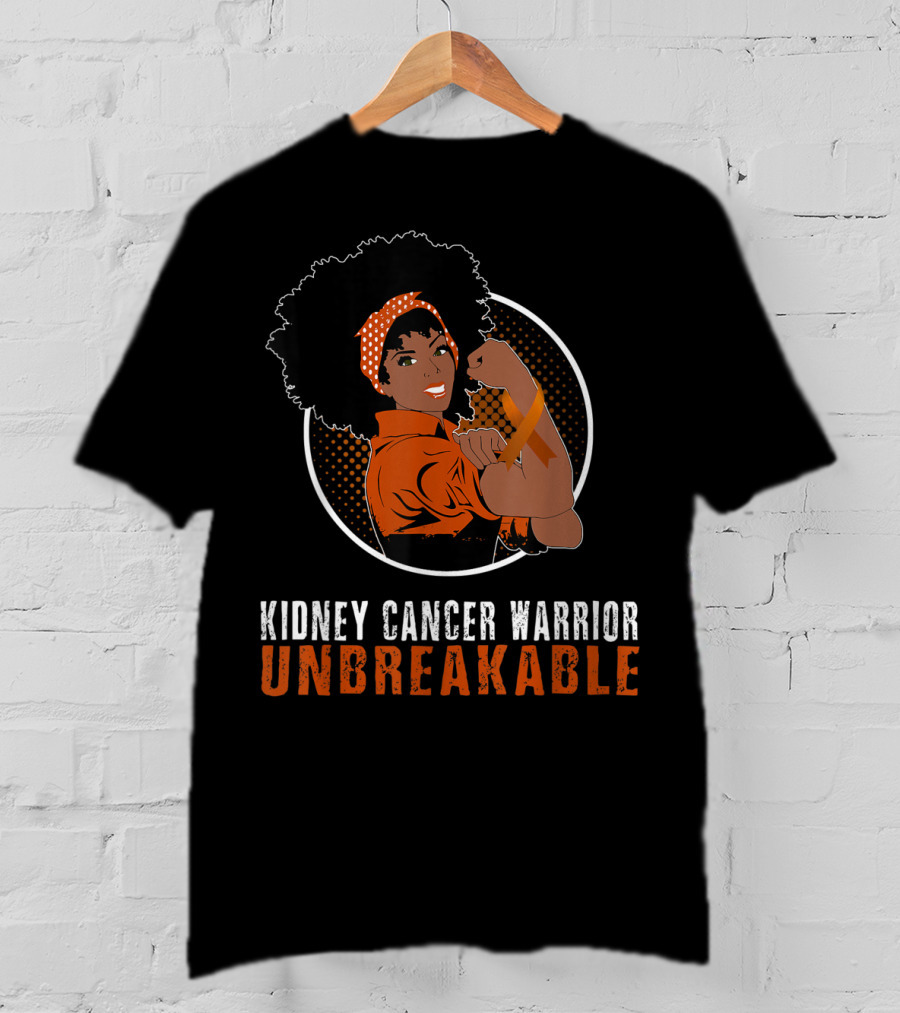 Kidney Cancer Warrior Unbreakable Black Girl Representation T-Shirt