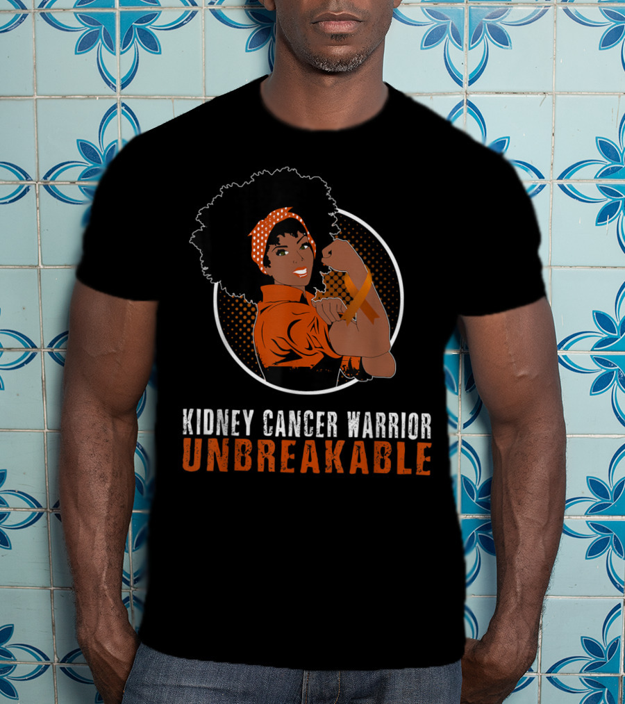 Kidney Cancer Warrior Unbreakable Black Girl Representation T-Shirt