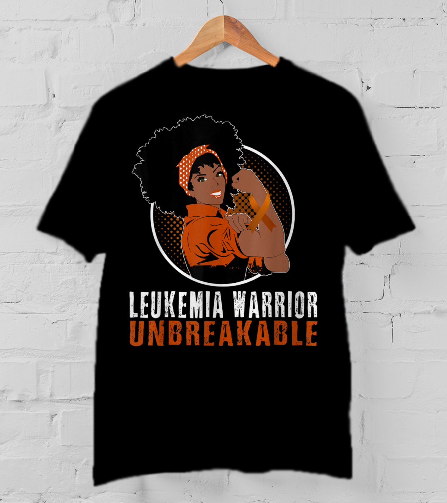 Leukemia Warrior Unbreakable Black Girl Heroic Strength T-Shirt