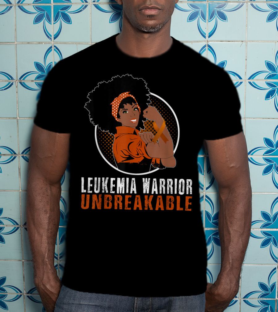 Leukemia Warrior Unbreakable Black Girl Heroic Strength T-Shirt