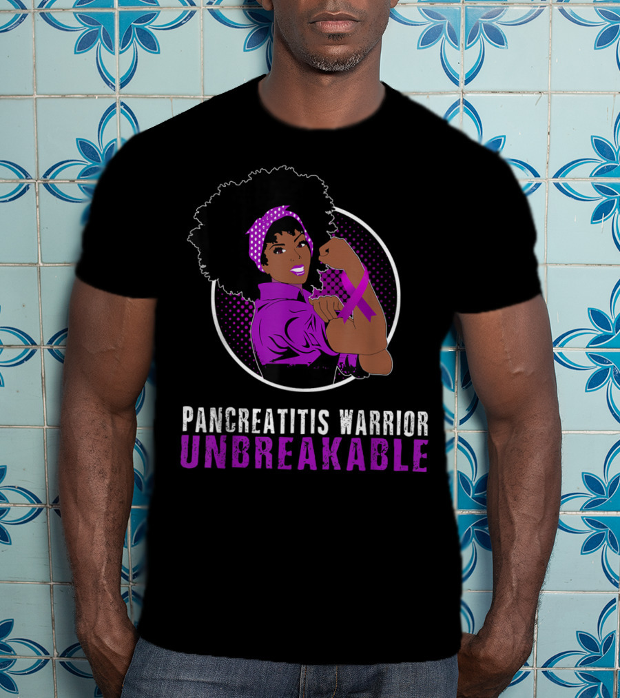 Unbreakable Pancreatitis Warrior Black Girl Empowerment T-Shirt