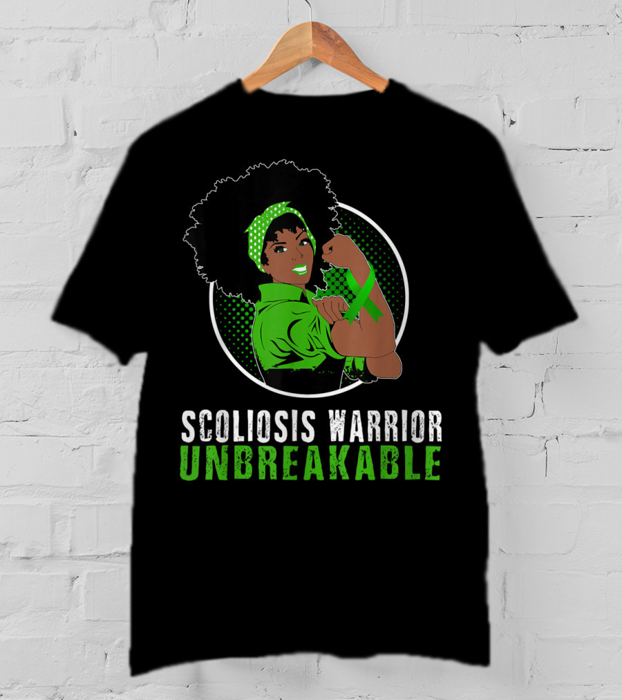 Black Girl Scoliosis Warrior Unbreakable Strength T-Shirt