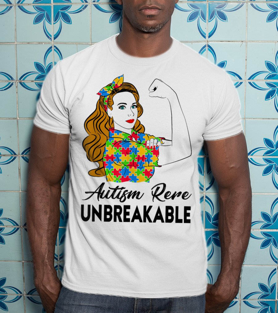 Autism Rere Unbreakable Rosie The Riveter Puzzle T-Shirt