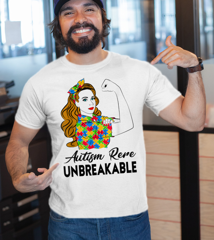 Autism Rere Unbreakable Rosie The Riveter Puzzle T-Shirt