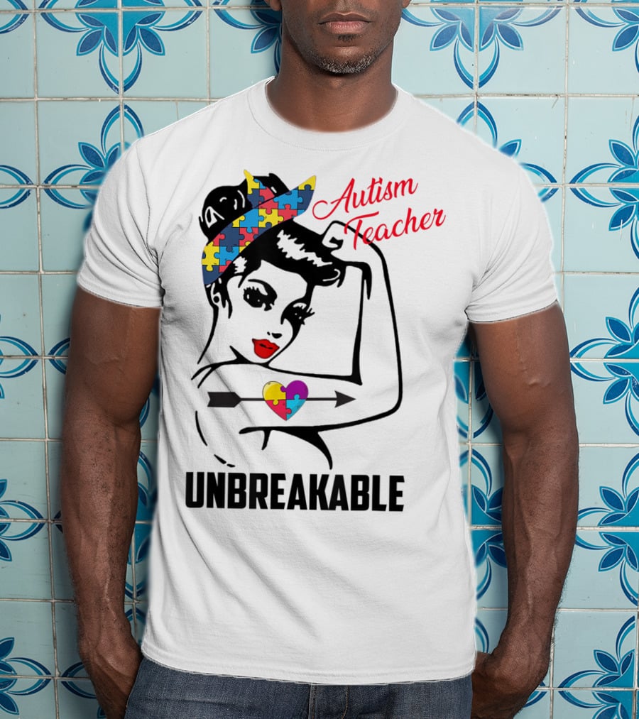 Autism Teacher Unbreakable Puzzle Heart Support Autism T-Shirt