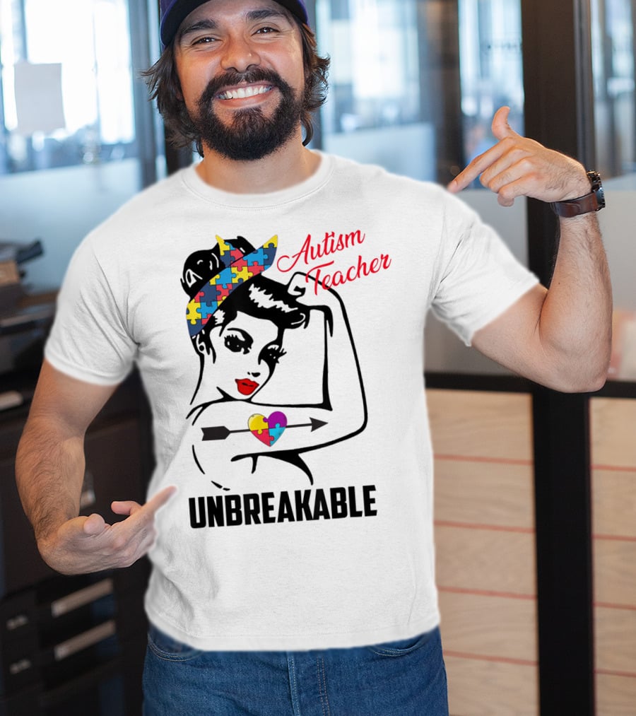 Autism Teacher Unbreakable Puzzle Heart Support Autism T-Shirt