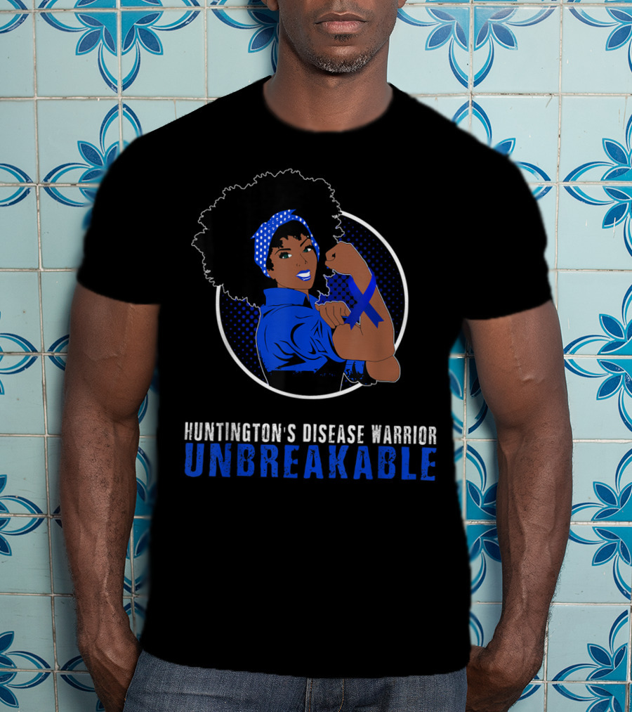 Huntington's Disease Warrior Unbreakable Black Girl Iconic Pose T-Shirt