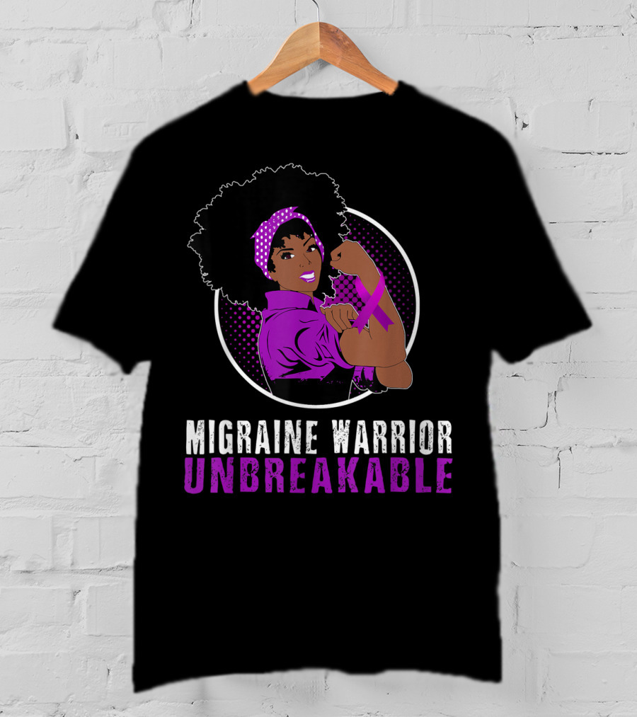 Black Girl Migraine Warrior Unbreakable Strength Empowerment T-Shirt