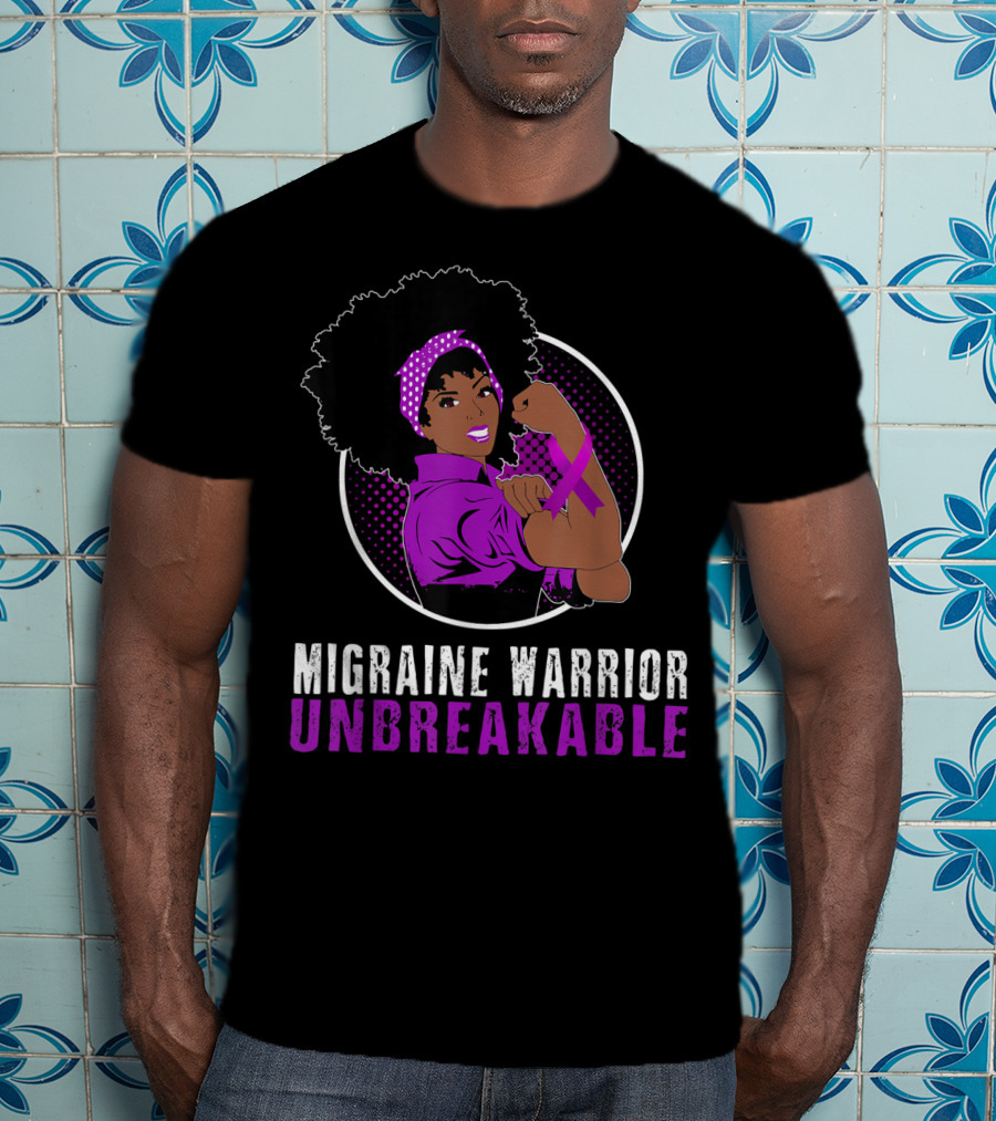 Black Girl Migraine Warrior Unbreakable Strength Empowerment T-Shirt